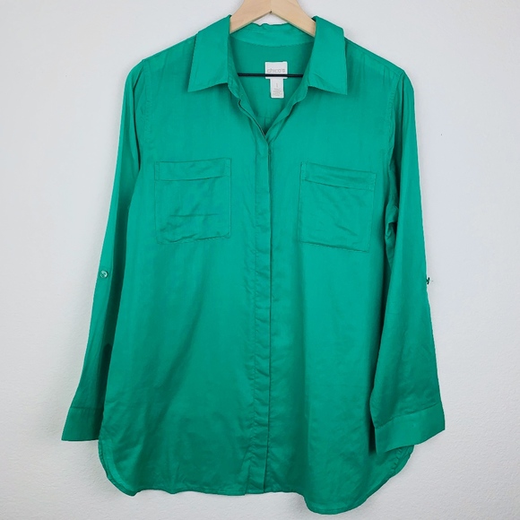 Chico Emerald Green Button-down - Picture 1 of 5